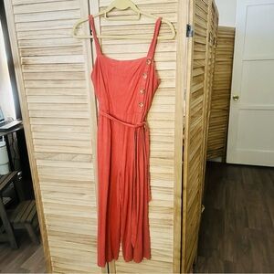 Papermoon Strapless Coral Dress with Button Detail
